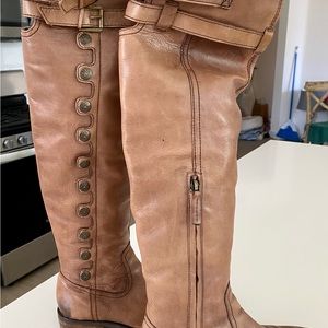Sam Edelman Pierce Tan Leather Pull On Riding Knee High Boot Size 8